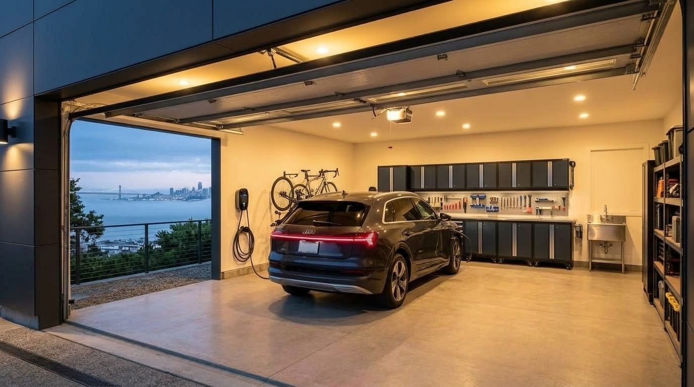 Local Garage Door Ghassan Interior View of Custom Garage Door Overhead and Workshop